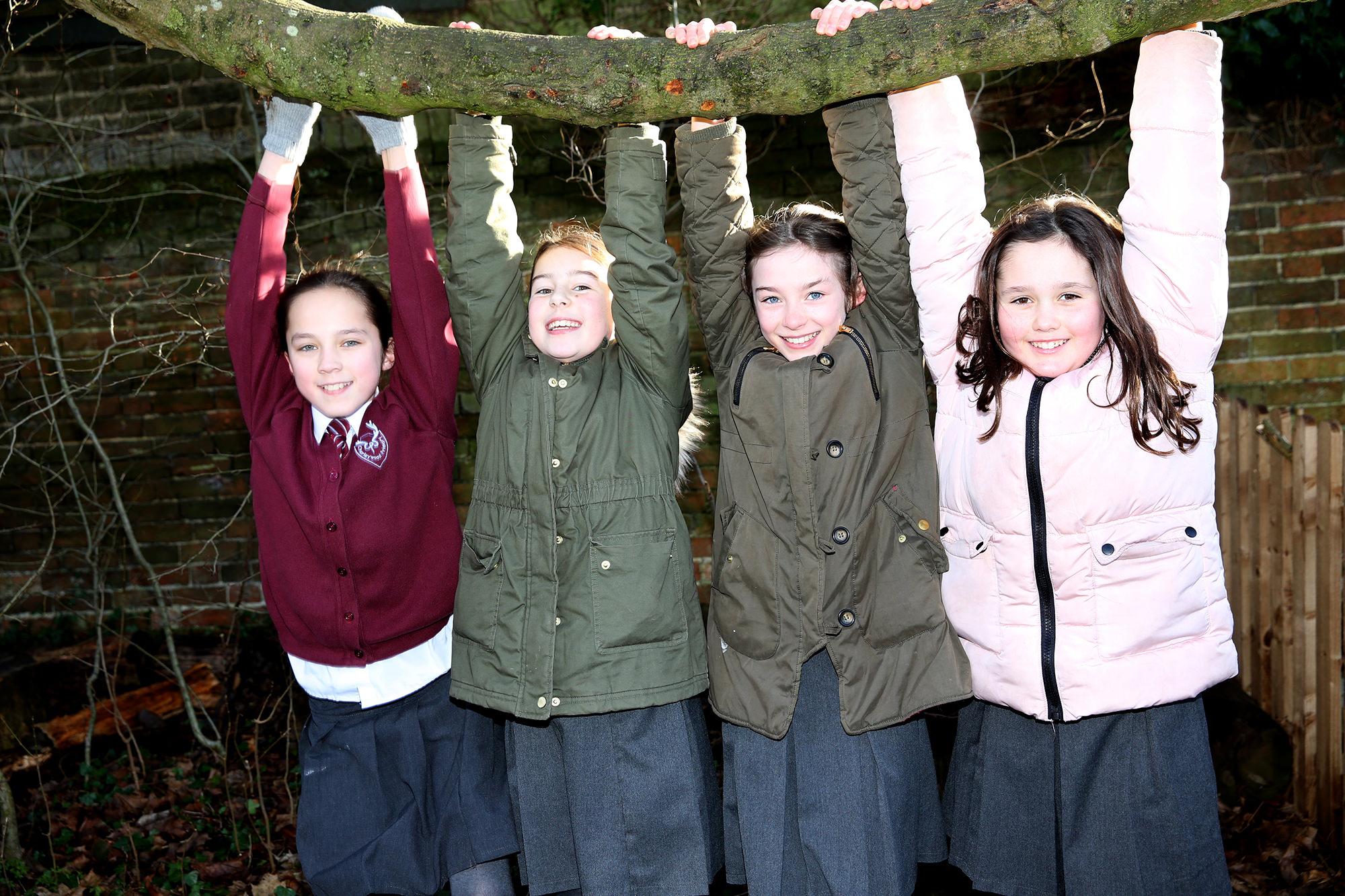 Children playing outside in autumn